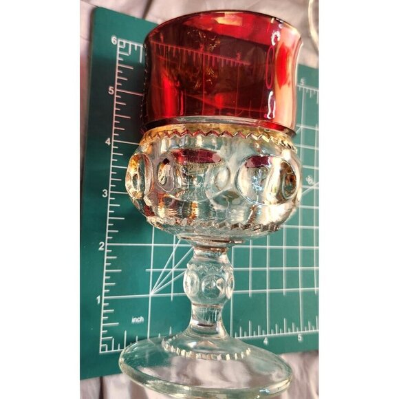 Tiffin Franciscan Kings Crown Ruby Thumbprint Flashed Glasses Barware Wine Set V - Picture 5 of 14